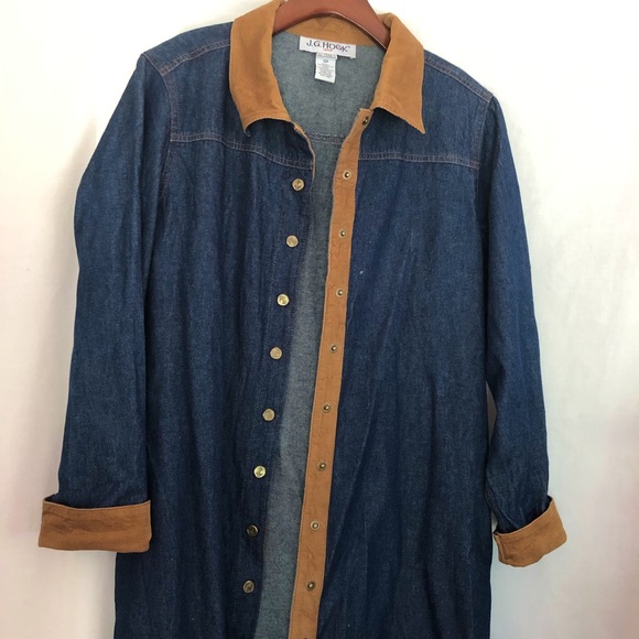 JG Hook, Corduroy Camel Collared Jean Dress, M/L - Picture 3 of 10